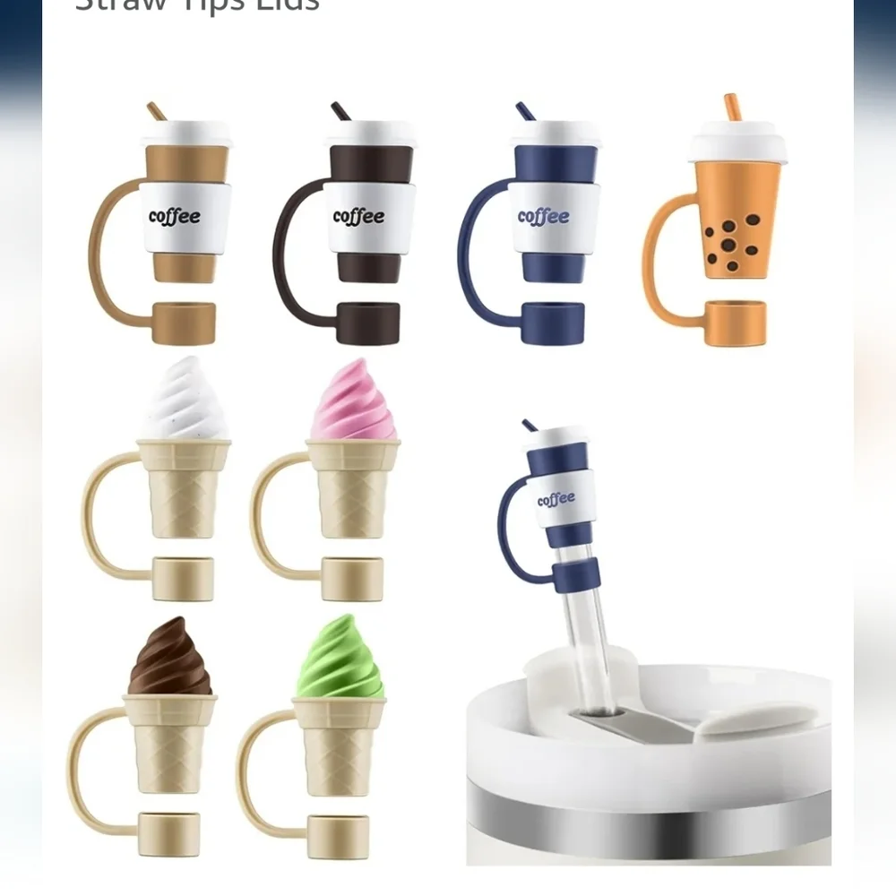 8pcs Straw Cover Cap for Tumbler Cup, 10mm Straw Topper Compatible with Stanley